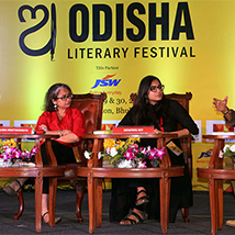 Panelists Ira Mukhoty, Manjima Bhattacharjya, Devapriya Roy and Ravi Shankar Etteth, at the session- 'Women on Women, Are they the best fit'
